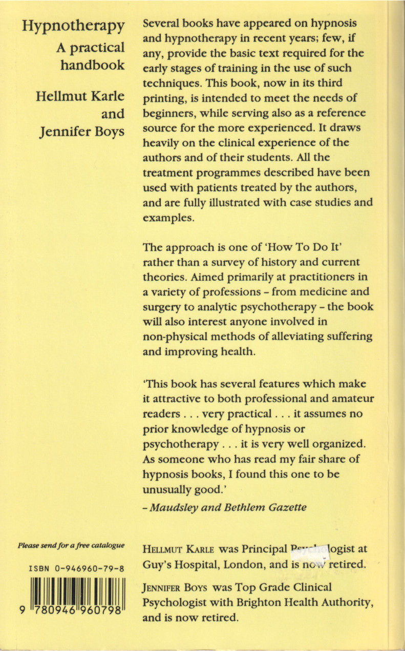Hellmut Karle & Jennifer Boys: Hypnotherapy - A proctical handbook